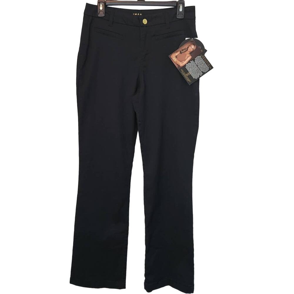 Iman Global Chic Women's Black Boot Cut Pants Size 10